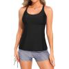 imageYonique Womens Tankini Swimsuit  Two Piece Bathing Suits with Shorts Tummy Control SwimwearBlack  Stripe