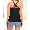 imageYonique Womens Tankini Swimsuit  Two Piece Bathing Suits with Shorts Tummy Control SwimwearBlack  Stripe