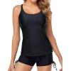 imageYonique Womens Tankini Swimsuit  Two Piece Bathing Suits with Shorts Tummy Control SwimwearBlack