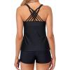 imageYonique Womens Tankini Swimsuit  Two Piece Bathing Suits with Shorts Tummy Control SwimwearBlack