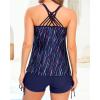imageYonique Womens Tankini Swimsuit  Two Piece Bathing Suits with Shorts Tummy Control SwimwearBlue  Stripes