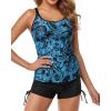 imageYonique Womens Tankini Swimsuit  Two Piece Bathing Suits with Shorts Tummy Control SwimwearBlue Black and Print