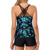 imageYonique Womens Tankini Swimsuit  Two Piece Bathing Suits with Shorts Tummy Control SwimwearBlue Floral