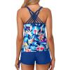 imageYonique Womens Tankini Swimsuit  Two Piece Bathing Suits with Shorts Tummy Control SwimwearBlue Flowers