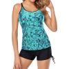 imageYonique Womens Tankini Swimsuit  Two Piece Bathing Suits with Shorts Tummy Control SwimwearBlue Green Paisley