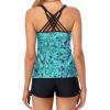 imageYonique Womens Tankini Swimsuit  Two Piece Bathing Suits with Shorts Tummy Control SwimwearBlue Green Paisley