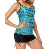 imageYonique Womens Tankini Swimsuit  Two Piece Bathing Suits with Shorts Tummy Control SwimwearBlue Green Paisley
