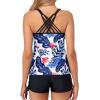 imageYonique Womens Tankini Swimsuit  Two Piece Bathing Suits with Shorts Tummy Control SwimwearBlue Leaf