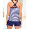 imageYonique Womens Tankini Swimsuit  Two Piece Bathing Suits with Shorts Tummy Control SwimwearBlue Stripe