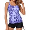 imageYonique Womens Tankini Swimsuit  Two Piece Bathing Suits with Shorts Tummy Control SwimwearBlue Tie Dye