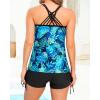 imageYonique Womens Tankini Swimsuit  Two Piece Bathing Suits with Shorts Tummy Control SwimwearBlue and Flowers