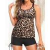 imageYonique Womens Tankini Swimsuit  Two Piece Bathing Suits with Shorts Tummy Control SwimwearBrown Leopard