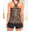 imageYonique Womens Tankini Swimsuit  Two Piece Bathing Suits with Shorts Tummy Control SwimwearBrown Leopard