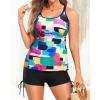 imageYonique Womens Tankini Swimsuit  Two Piece Bathing Suits with Shorts Tummy Control SwimwearColor Block