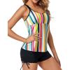 imageYonique Womens Tankini Swimsuit  Two Piece Bathing Suits with Shorts Tummy Control SwimwearColorful Stripe