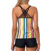 imageYonique Womens Tankini Swimsuit  Two Piece Bathing Suits with Shorts Tummy Control SwimwearColorful Stripe