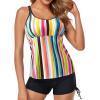 imageYonique Womens Tankini Swimsuit  Two Piece Bathing Suits with Shorts Tummy Control SwimwearColorful Stripe