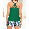 imageYonique Womens Tankini Swimsuit  Two Piece Bathing Suits with Shorts Tummy Control SwimwearGreen Leaf