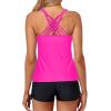 imageYonique Womens Tankini Swimsuit  Two Piece Bathing Suits with Shorts Tummy Control SwimwearHot Pink
