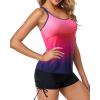 imageYonique Womens Tankini Swimsuit  Two Piece Bathing Suits with Shorts Tummy Control SwimwearPink Gradient