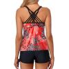 imageYonique Womens Tankini Swimsuit  Two Piece Bathing Suits with Shorts Tummy Control SwimwearRed Floral