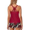 imageYonique Womens Tankini Swimsuit  Two Piece Bathing Suits with Shorts Tummy Control SwimwearRed Flower