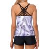 imageYonique Womens Tankini Swimsuit  Two Piece Bathing Suits with Shorts Tummy Control SwimwearWhite Leaf