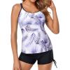 imageYonique Womens Tankini Swimsuit  Two Piece Bathing Suits with Shorts Tummy Control SwimwearWhite Leaf