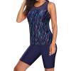 imageYonique Womens Two Piece Swimsuits with Shorts Modest Tankini Bathing Suits Racerback Swim Tops Short Athletic SwimwearBlue Sky