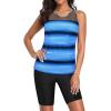 imageYonique Womens Two Piece Swimsuits with Shorts Modest Tankini Bathing Suits Racerback Swim Tops Short Athletic SwimwearBlue Stripe