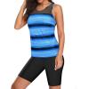 imageYonique Womens Two Piece Swimsuits with Shorts Modest Tankini Bathing Suits Racerback Swim Tops Short Athletic SwimwearBlue Stripe
