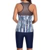 imageYonique Womens Two Piece Swimsuits with Shorts Modest Tankini Bathing Suits Racerback Swim Tops Short Athletic SwimwearBlue Tie Dye