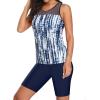 imageYonique Womens Two Piece Swimsuits with Shorts Modest Tankini Bathing Suits Racerback Swim Tops Short Athletic SwimwearBlue Tie Dye