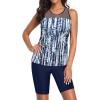 imageYonique Womens Two Piece Swimsuits with Shorts Modest Tankini Bathing Suits Racerback Swim Tops Short Athletic SwimwearBlue Tie Dye
