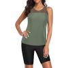 imageYonique Womens Two Piece Swimsuits with Shorts Modest Tankini Bathing Suits Racerback Swim Tops Short Athletic SwimwearGreen