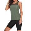 imageYonique Womens Two Piece Swimsuits with Shorts Modest Tankini Bathing Suits Racerback Swim Tops Short Athletic SwimwearGreen