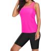 imageYonique Womens Two Piece Swimsuits with Shorts Modest Tankini Bathing Suits Racerback Swim Tops Short Athletic SwimwearHot Pink