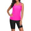 imageYonique Womens Two Piece Swimsuits with Shorts Modest Tankini Bathing Suits Racerback Swim Tops Short Athletic SwimwearHot Pink