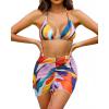image3 Piece Swimsuits for Women Halter Bikini with Cover Up Cute Swimsuit Set Cheeky Sexy Bathing Suit 2025Color Block