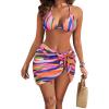 image3 Piece Swimsuits for Women Halter Bikini with Cover Up Cute Swimsuit Set Cheeky Sexy Bathing Suit 2025Colorful Print