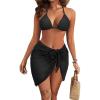 image3 Piece Swimsuits for Women Halter Bikini with Cover Up Cute Swimsuit Set Cheeky Sexy Bathing Suit 2025Mesh Black
