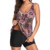 imageYonique Women 2 Piece Flowy Tankini Swimsuits with Boyshorts V Neck Swim Tank Tops Bathing Suits Modest SwimwearMandala