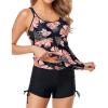 imageYonique Womens Tankini Swimsuit  Two Piece Bathing Suits with Shorts Tummy Control SwimwearBlack  Orange Floral
