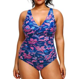 imageYonique Plus Size Swimsuit One Piece Bathing Suits for Women Tummy Control Slimming SwimwearPurple Paisley