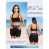 imageWomen 3 Piece Rash Guard  Long Sleeve Swimsuit Built in Bra Swim Shirt Zip Bathing Suit with Pocket ShortsBlack and Gray