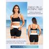 imageWomen 3 Piece Rash Guard  Long Sleeve Swimsuit Built in Bra Swim Shirt Zip Bathing Suit with Pocket ShortsBlack and White