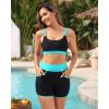 imageWomen 3 Piece Rash Guard  Long Sleeve Swimsuit Built in Bra Swim Shirt Zip Bathing Suit with Pocket ShortsBlue and Black