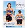 imageWomen 3 Piece Rash Guard  Long Sleeve Swimsuit Built in Bra Swim Shirt Zip Bathing Suit with Pocket ShortsPurple Leaf
