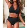 imageWomen High Waisted Bikini Set  Two Piece Swimsuit Tummy Control Bathing Suit Halter Push Up 2025 SwimwearBlack