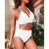 imageWomen High Waisted Bikini Set  Two Piece Swimsuit Tummy Control Bathing Suit Halter Push Up 2025 SwimwearWhite